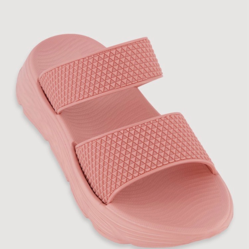 Pink Textured Slide Sandals
